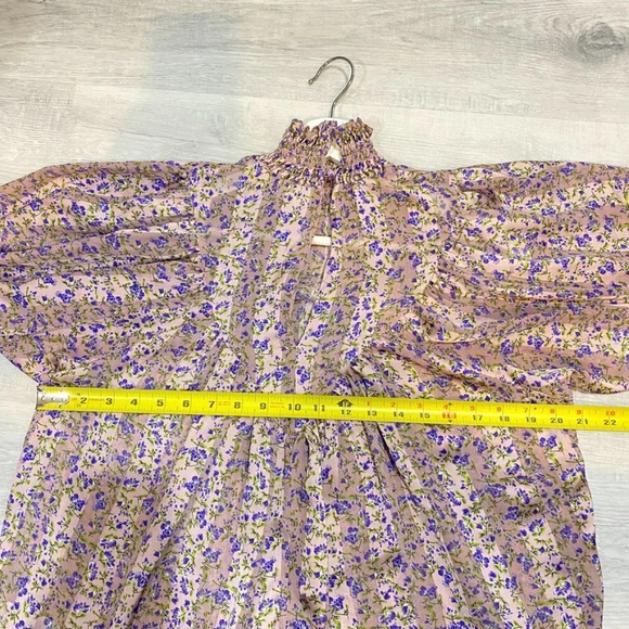 ASOS Curve Blouse Size 6 Floral Print Batwing Sleeves Ruffles Silky - Picture 11 of 17